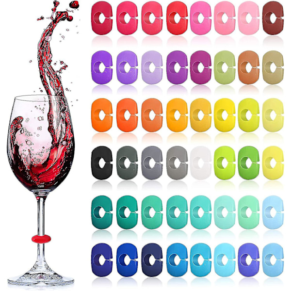 48 stykker Vinglas Charm Markers Silikone Drikke Markers Til Vinglas Champagne Flute Cocktails