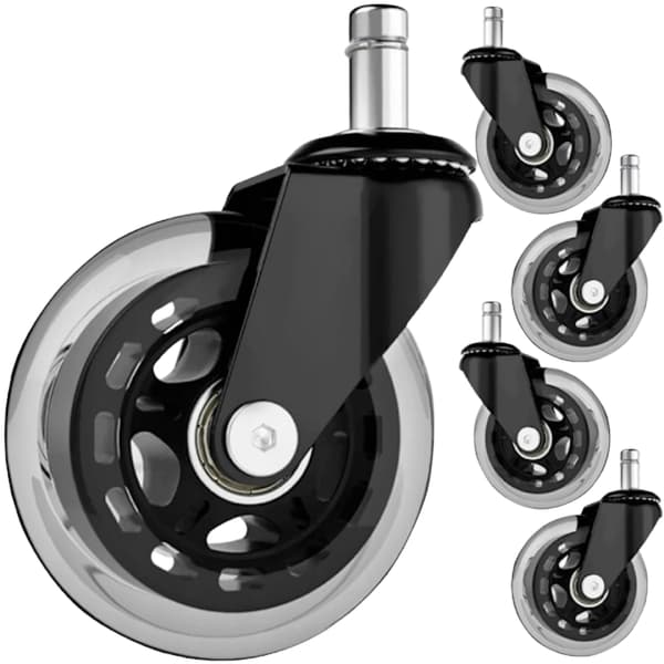 5-pakning Hjul for kontorstol - 11 mm Transparent