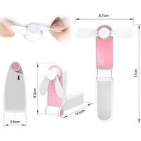 Mini bærbar ventilator - Sammenfoldelig - USB genopladelig - 2 hastigheder - Stille