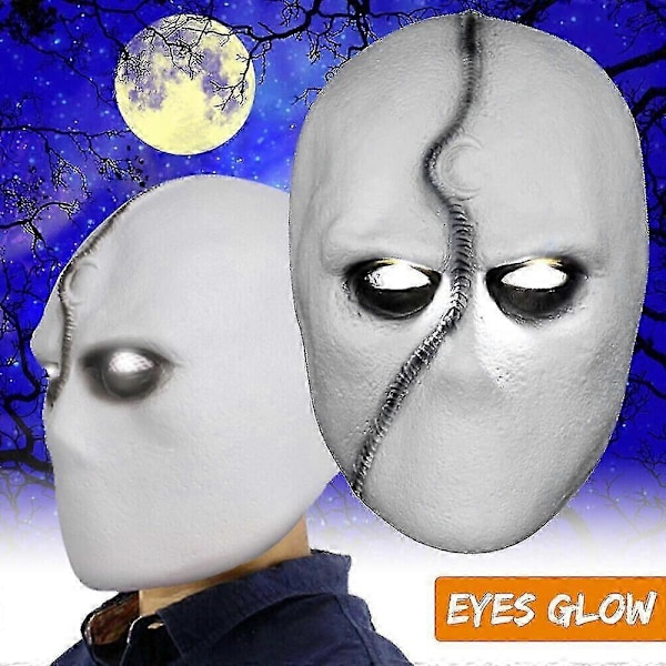Moon Knight Marc Specto LED-mask Cosplay Latexhjälm Fest Halloween Bar Tillbehör