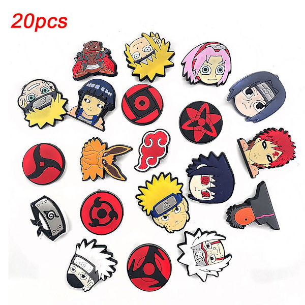 20 stk. Anime Naruto Tema Crocs Sko Charms Til DIY Træsko Sandaler Dekoration Sko Tilbehør Sæt Gaver