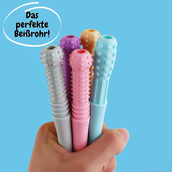 Bitring med Bite Bite Tube 5-pack - Lindring och färgglädje för glada bebisar på väg mot de första tänderna