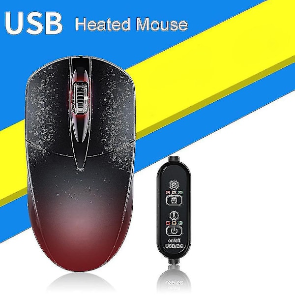 Ergonomisk, oppvarmet, kablet USB-mus for vinterbruk, Plug & Play-kompatibel med hjemmekontor