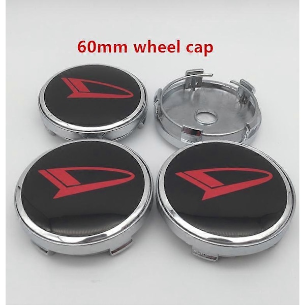 4 stk. 56 mm 60 mm Daihatsu Bilhjul Senterdeksel Navkapsel Merke Emblem Klistremerke For Pico Materia Rocky Kopen Copen Esse Terios 60mm black red 1