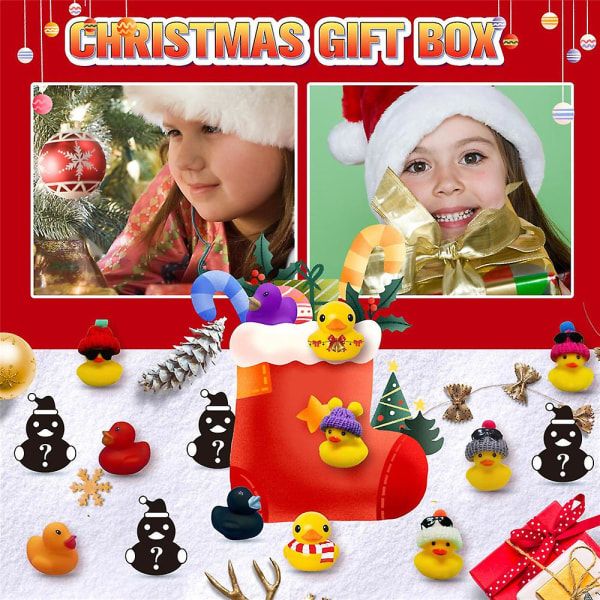 Jul 24 dagars nedräkning adventskalendrar Gummi Duck Toys Blind Box Xmas Present