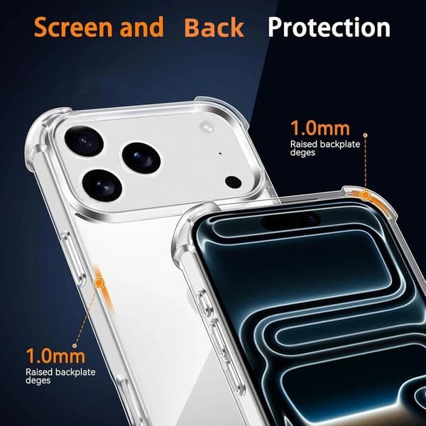 Clear Case for iPhone 17 Pro, Clear a17 Pro Case Slim Hard PC Back and Soft TPU Shockproof, Scratch-Resistant Shockproof Protection