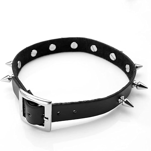 Smykker, Gotisk Punk Læder Halsbånd Choker Spike Nitte Halsbånd Ægte Læder Choker Sort