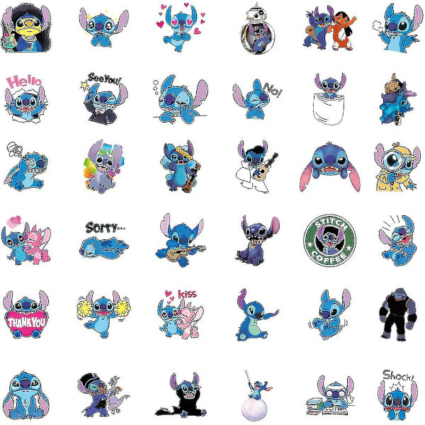 100 stk. Stitch-klistremerker, Lilo og Stitch-klistremerker for vannflasker, gaver, tegneserie-klistremerker, vanntette vinylklistremerker for bærbar PC, støtfanger, vannflasker, co