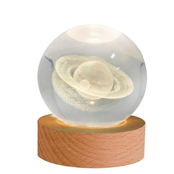 Krystalkugle Natlampe LED Galakse Glaskugle - Saturn