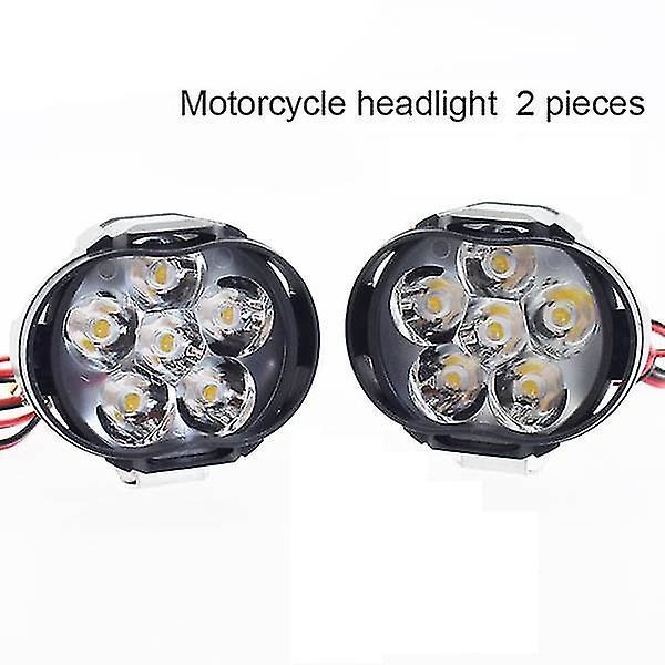 2 stk 6 LED motorsykkel lys frontlykt montering 10w 1000lm Universal Scooter Atv tåkelys 6000k black