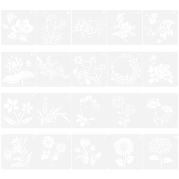 20 stk Tegnesjablonger for Barn, Malerisjablonger i Plast, Tegnesjablonger for Barn