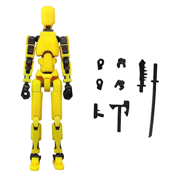 Joint Man Multi-ledad Rörlig Robotmodell Actionfigur Flexibel Led Konstfigur för Heminredning Yellow