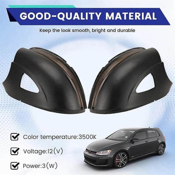 Bil Dynamisk LED Blinklys Bil Bakspejl Flow Lys Blinkindikator til Golf 6 MK6 R