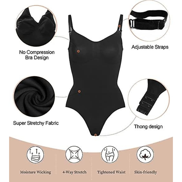 Ultra Comfy Body Shaper,,kvinnor Skulptera Body Tummy Control Shapewear Seamless Body Shaper String Stroppa Justerbara remmar , Botao XL