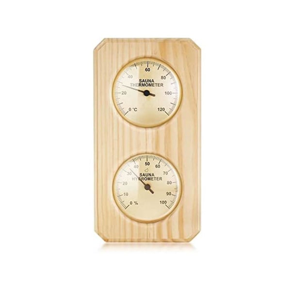 Træ saunatermometer og hygrometer 2 i 1 luftfugtighed Temperaturmåling Familiehotel sauna Wood Color
