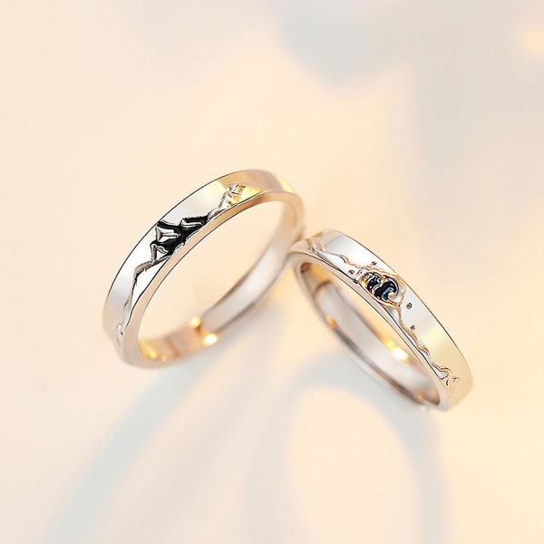 2-pack Rings She Him Set Rings Mountain Sea Declaration Promise Rings Alla hjärtans dag presenter