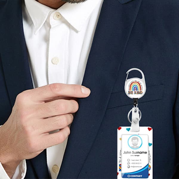 Be Kind Lanyard för ID-brickor, Söt Rosa Regnbåge Brickrulle