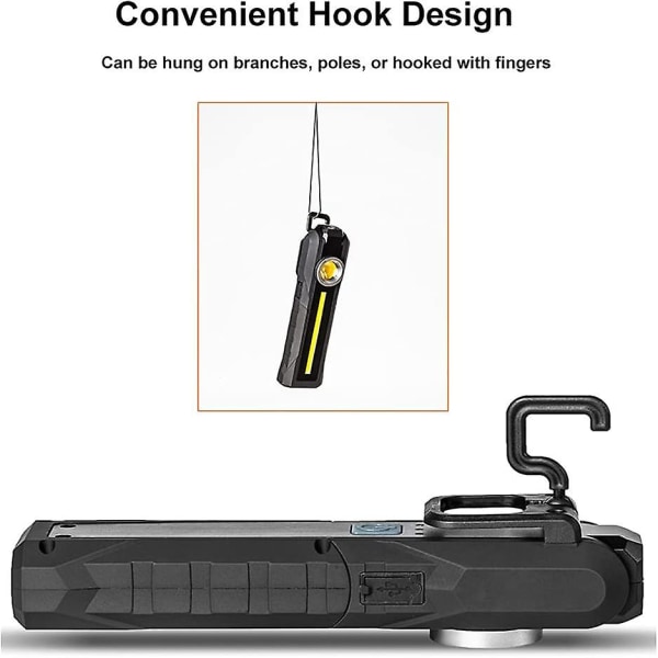 Led-arbetsljus Uppladdningsbara Cob-arbetsljus med stativ Hängkrok med magnetisk bas 4 lägen Ljusstarka led-fickor Inspektionsljus för bilreparation