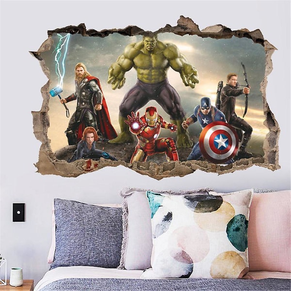 3d Hulk Spiderman Tapetklistermærke Til Børneværelse Baby Dreng Soveværelse Selvklæbende Hjem Vægdekoration Vinyl Decals Avengers Vægmaleri ZYPA-14127-N