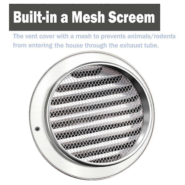 2 Stykker Rund Veggventil Utvendig Kappe Halvkuleformet Hette Erstatning Mesh Skjerm for Bad Anti-Rust Flerbruks Tilbehør For 120mm Pipe