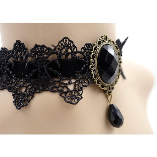 Retro handgjorda hantverksspetsar Royal Court vampyrchoker gotisk halsband armband svart hänge kedja