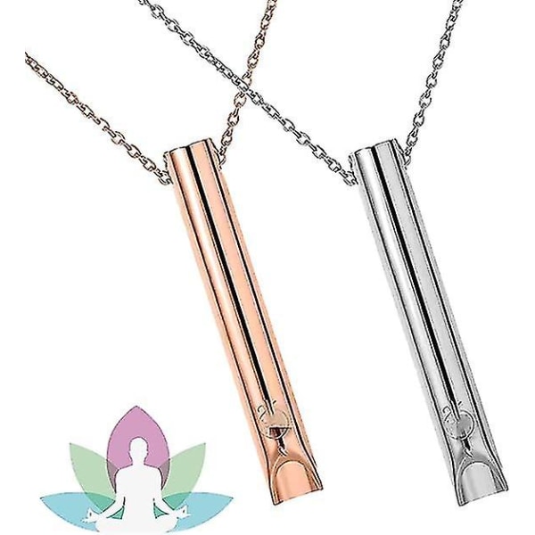 2 stk pustehalskjede, angstkjede for kvinner, stressavlastning Mindful pustehalskjeder rustfritt for meditasjon Avslapning Silver rose gold