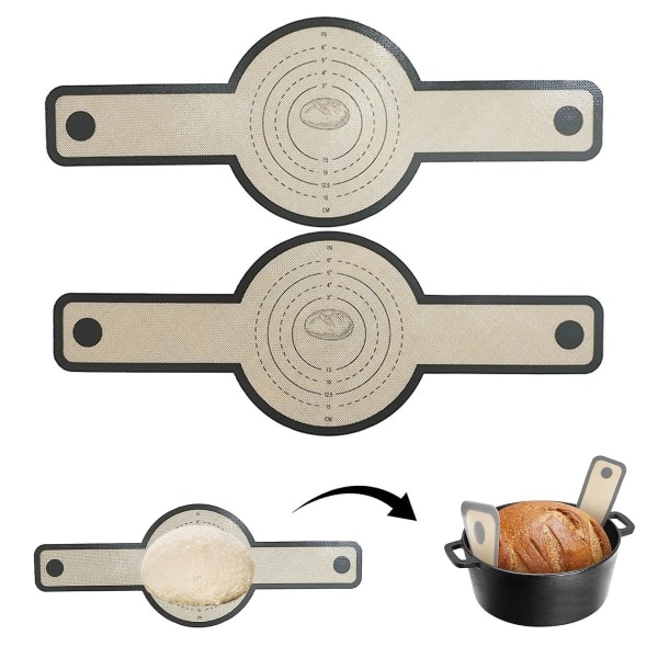 Återanvändbar brödmatta i silikon med långa handtag Värmebeständig non-stick Diskmaskinssäker Bakmatta Köksverktyg