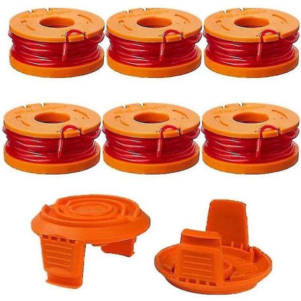 Worx Trimmer Spole Line(6) Wa0004 Spole Cap Cover Wa6531(2) Trimmer 8 Pack Orange 8pcs