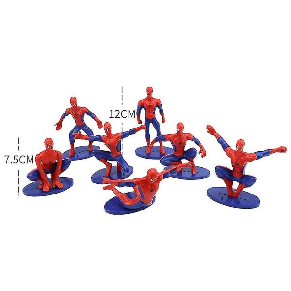 7 stk Spiderman Superhelte Action Figur Sæt Bord Ornament Spider-Man tema Fødselsdagsfest Dekorationsartikler Kage Toppers Minifigurer