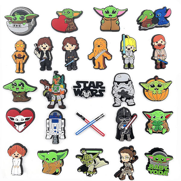 25 kpl Star Wars -kenkäkoristeita, Crocs-puukenkien koristeita lapsille ja aikuisille