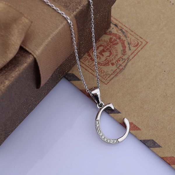 Dww-halsband Hänge Bokstav C Namn Och Bokstav Halsband Presentidéer Till Vänner - 925 Sterling Silver Och Zirkon Inläggning