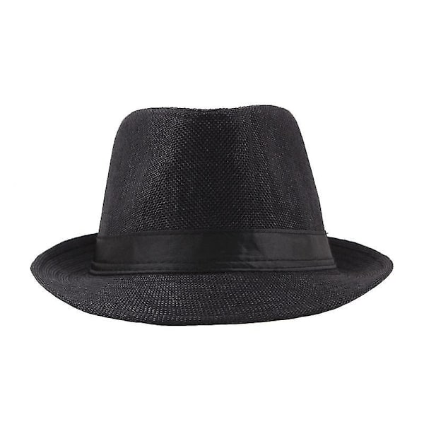 Herrlinne Solid Hat Sommar Strand Jazz Hat Cowboy Fedora Hat För Män dark brown