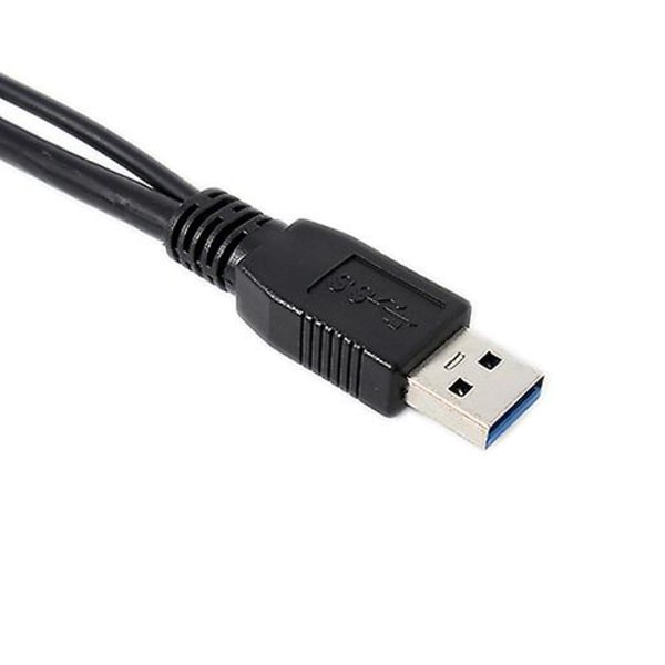 Svart Dual A till Micro-B USB 3.0 Y-kabel för Sumsang Galaxy S5 Note 3 USB HUB