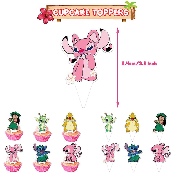 Lilo & Stitch Tema Festutstyr Kit Ballonger Banner Kake Toppers Dekorasjonssett