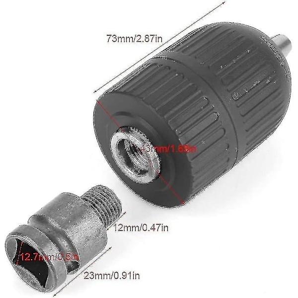 2-13mm Nyckelös Chuck för Slagnyckel Borrchuck Driver Chuck - 1/2-20unf med 1/2 Chuck Adapter