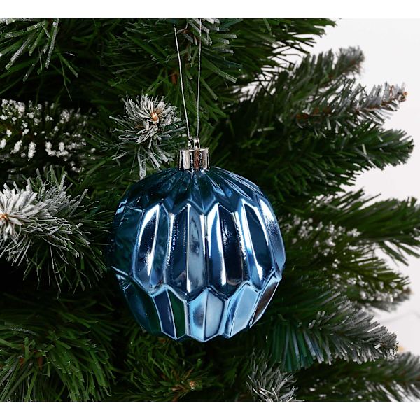 Blå julekuler, plastsett, 8 cm julepynt, 9 stk. Blå