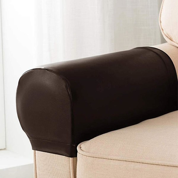 Armstödsöverdrag, 2 st, Ultra Tjocka och Mjuka PU-Läderöverdrag för Armstöd på Recliner Soffor Brown