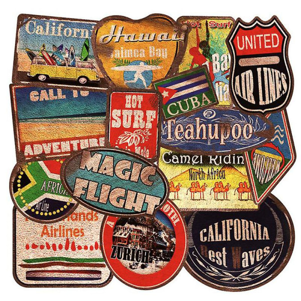 36st Retro Beach Surfing Vattentät Laptop Skateboard Bagage Gitarr Stickers