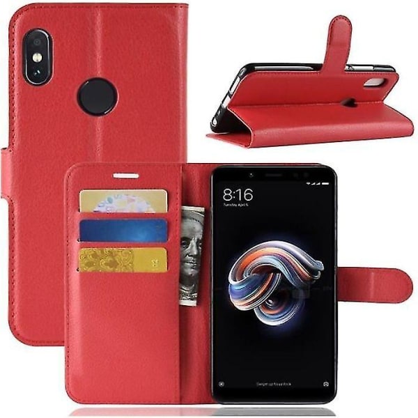 Xiaomi Redmi Note 5 Case - Pu Leather Flip Wallet Case med stötsäkert stativ Xiaomi Redmi Note 5 Cov