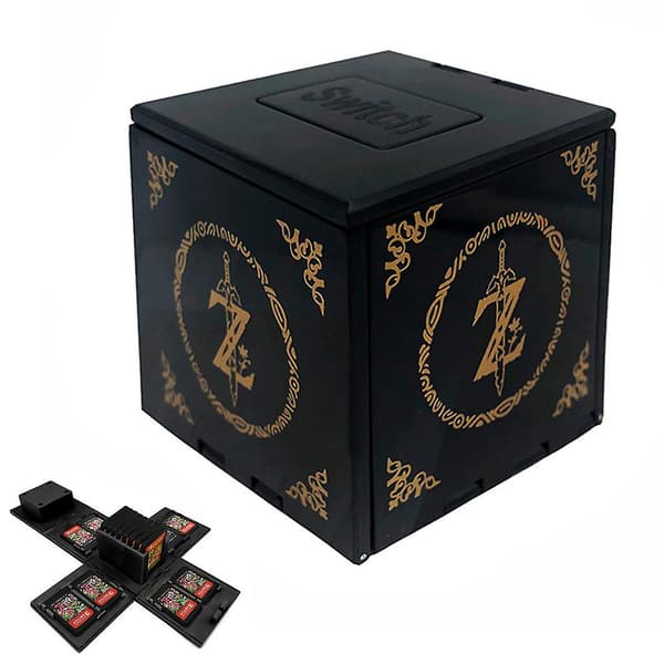 Spelförvaringslåda för Nintendo Switch Spelkort 16 Kortplatser Kubfodral Vikbart Zelda Black