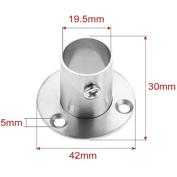 2 kpl pyöreitä teräsputkikiinnikkeitä, vaatetelineen pidike 19mm