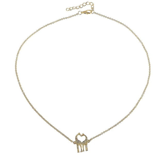 Dobbelt giraf vedhæng halskæde Simple Love Heart dyr halskæde sølv Golden
