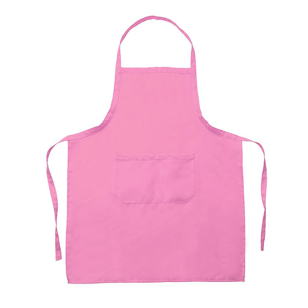 Forklæder Nyt Ensfarvet Unisex Madlavning Catering Arbejdsforklæde Tabard med Dobbelt Lomme Pink