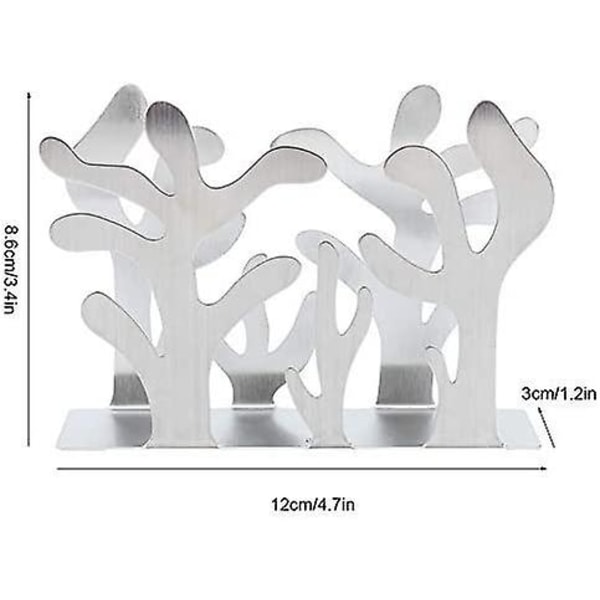 Serviettholder i rustfritt stål for bord, treformet papirserviettholder for spisebord, kjøkkenbenk