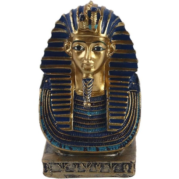 Egyptisk faraostaty Golden Uraeus Cobra och gam Nemes Farao Gyptisk Historisk Utbildning
