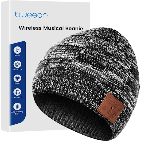 Blåear Bluetooth Mössa Hätta Bluetooh 5.2 Hörlurar Trådlösa Vinter Stickade Mössor med Stereohögtalare och MIC 15 Timmars Arbetstid för Utomhussporter Bwh4 Dark Blue