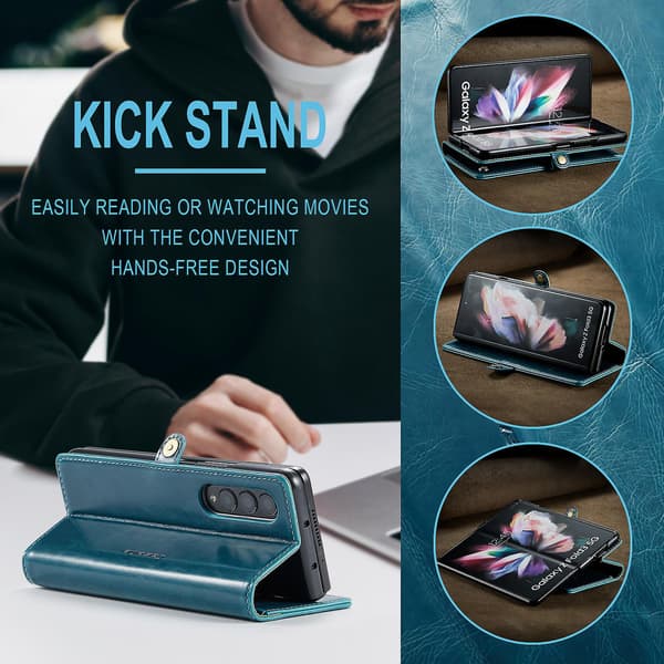Til Samsung Galaxy Z Fold 3 Wallet Blød PU Læder Etui