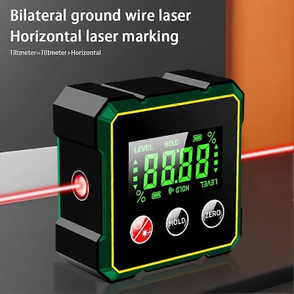 Digital Angle Gauge with Electronic Lasers 4-Sided Magnets Digital Angle Box USB Gradual Angle Meter Spirit Level with With laser