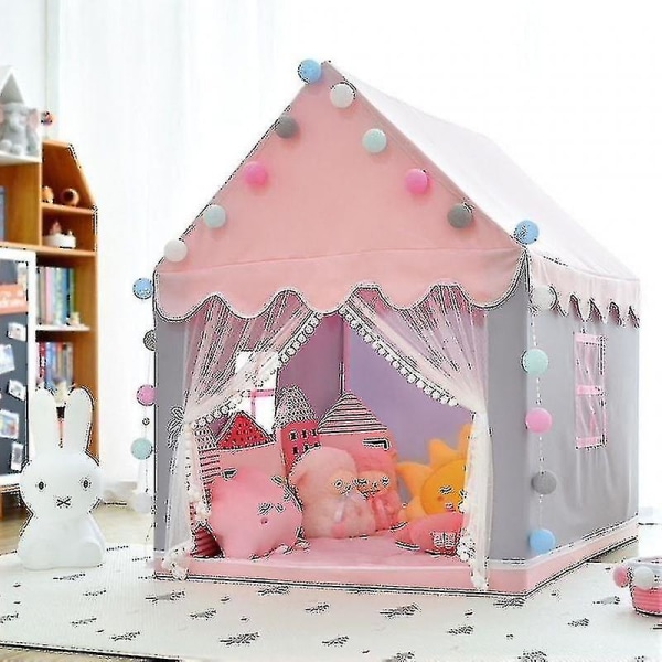 Lektält för barn, Lekstuga, Barn Big Play Castle Fairy Tält bomullstält med led snöljus Presenter för flickor och pojkar(,)