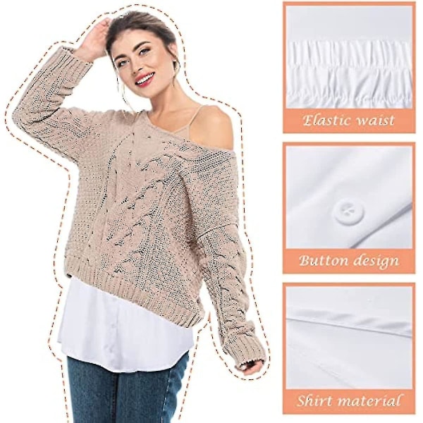 2 Pack Naisten paidan pidennykset, Minihame, Puserohame, Alushameen jatko-osa Fake Top Helm Shirt Minialhame White XXXXL